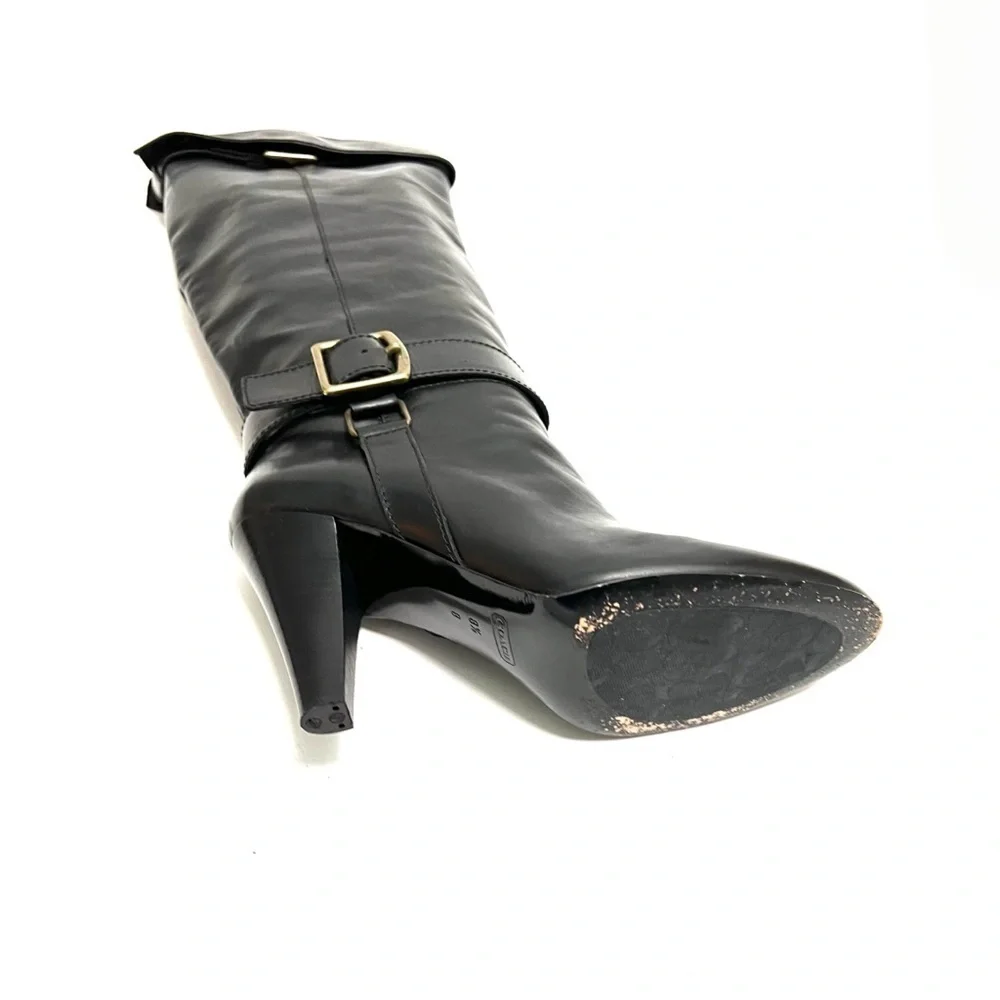 COACH | Vintage 1990s black leather over the knee heeled fashion boots